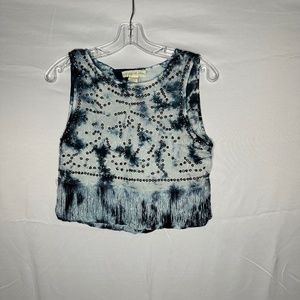 Urban Outfitters Blue Tie Dye Fringe Tank